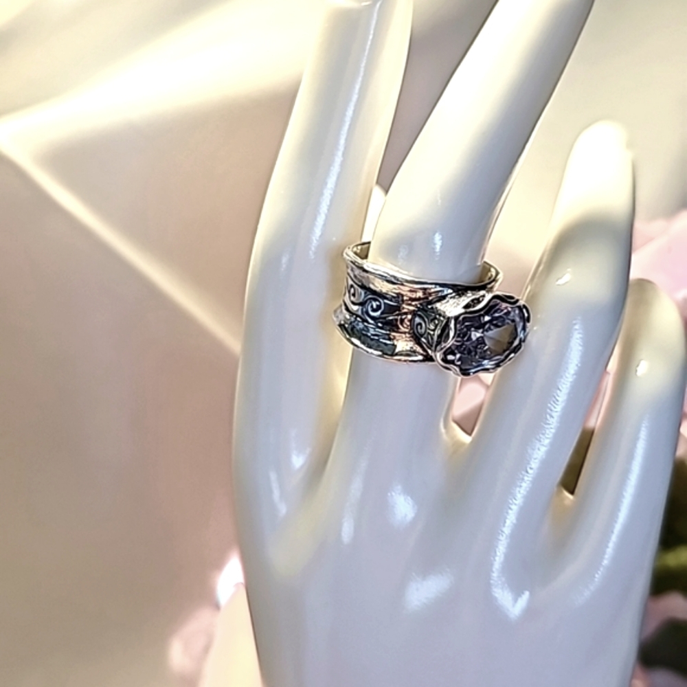 Silpada R4066 Rustic Royalty Wi Silver Cubic Zirconia Ring Size 7